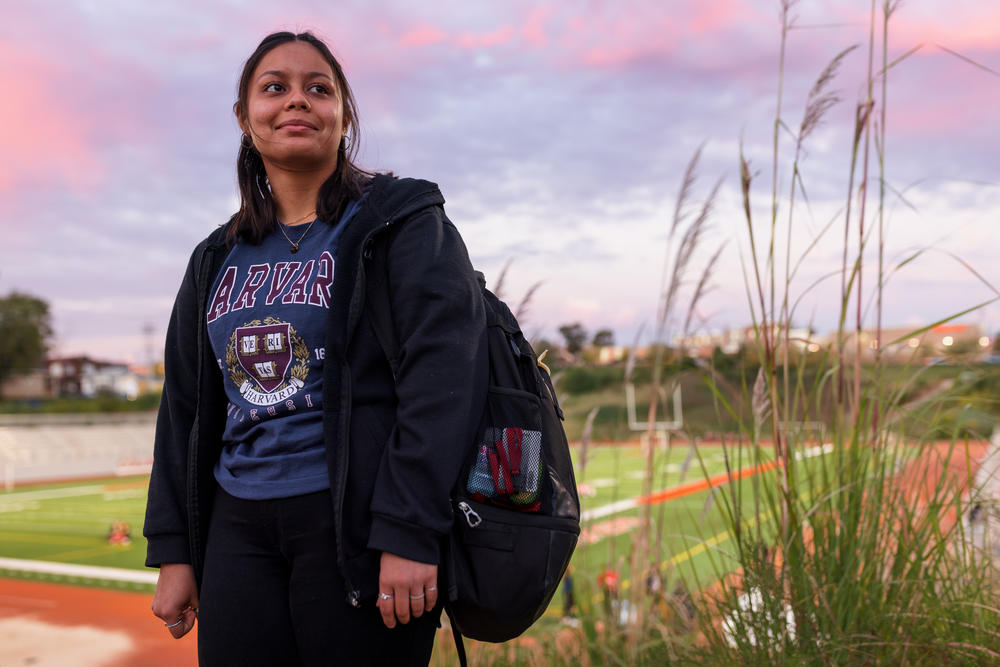 Julia Perez, a senior in Omaha, Neb., attends the senior sunrise event at her school. She says the experience of going to high school during a pandemic made her grow as a person.
