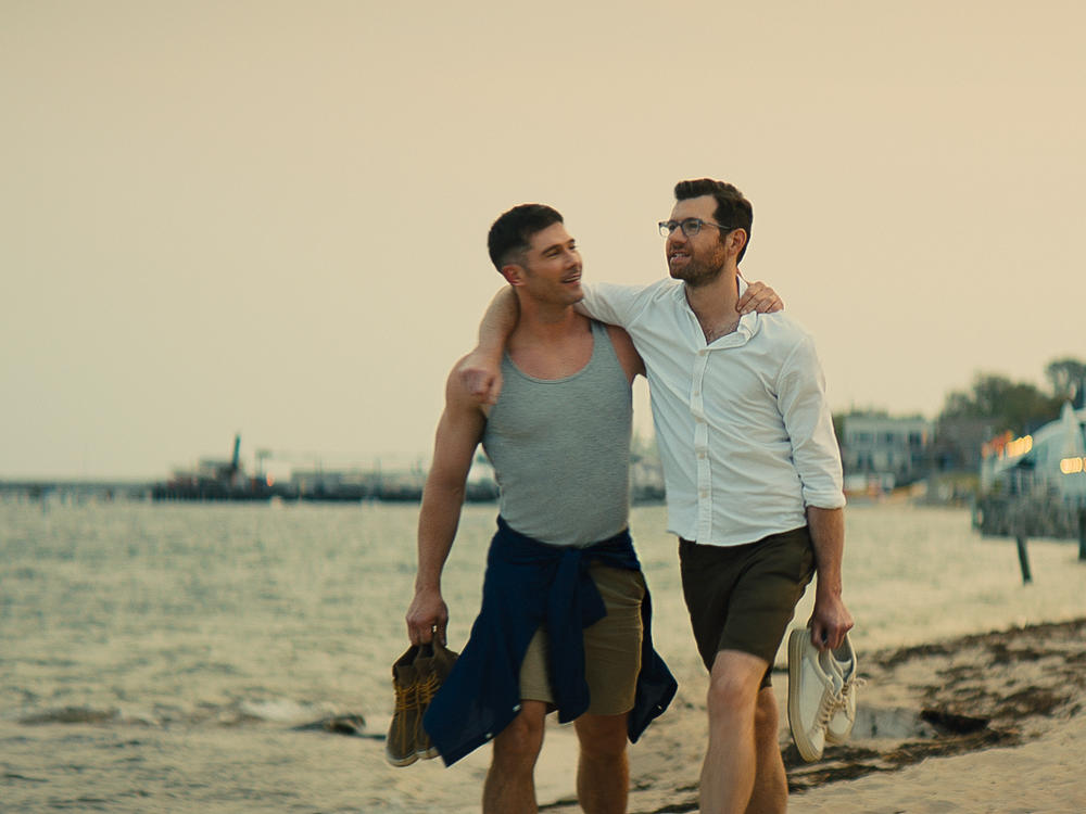 <em>Bros </em>is the first gay romantic comedy with a mostly LGBTQ cast to be given a wide release by a major studio. It played well in big cities, but had disappointing overall numbers in its first weekend. Above, Luke Macfarlane (left) and Billy Eichner.