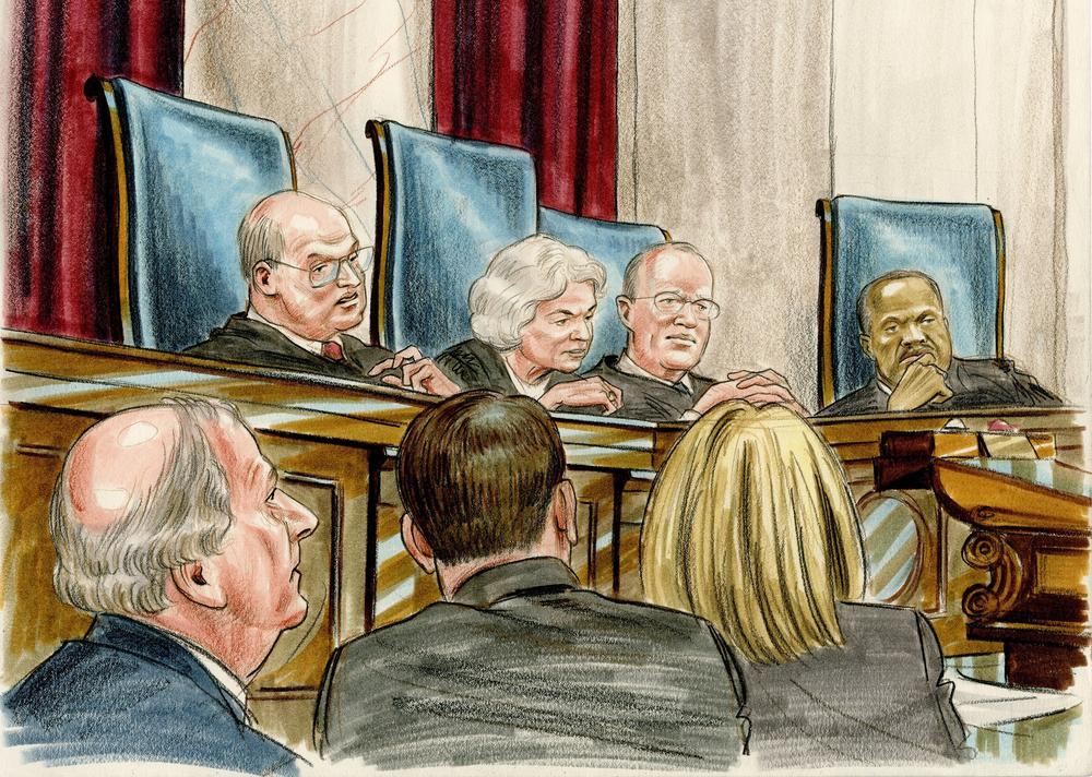 Visual journalist Art Lien says Supreme Court Justice Sandra Day O'Connor (center top) was known for being hard to capture on paper.