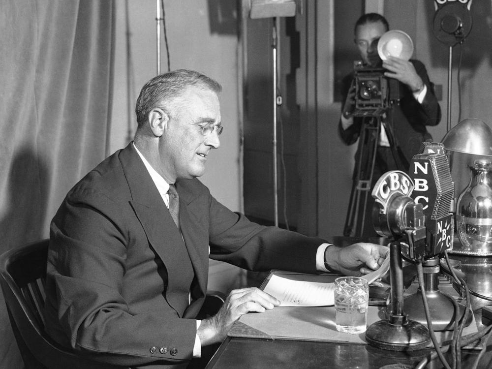 President Franklin D. Roosevelt gives one of his famous fireside chats in 1934.