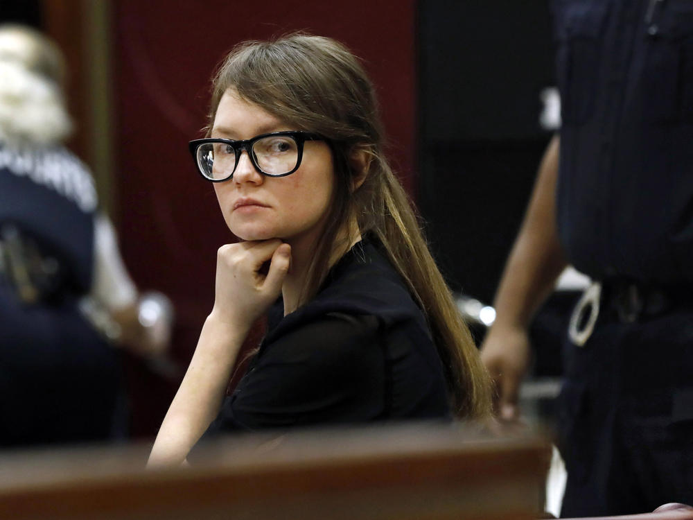Anna Sorokin sits during jury deliberations in her trial in New York on April 25, 2019. Sorokin, whose exploits inspired a Netflix series, has been released from immigration custody into home confinement.