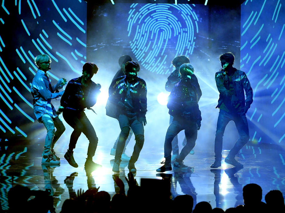Music group BTS, shown here performing at the 2017 American Music Awards, is nominated in the new Favorite K-pop artist category.