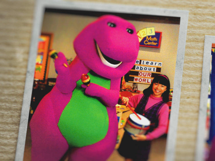 <em>I Love You, You Hate Me</em> examines what makes people (men especially) so hostile to a children's dinosaur. But it's spoiled by sensational side trips and settles on the idea that haters just need a hug. Above, Barney and Pia Hamilton as Min.