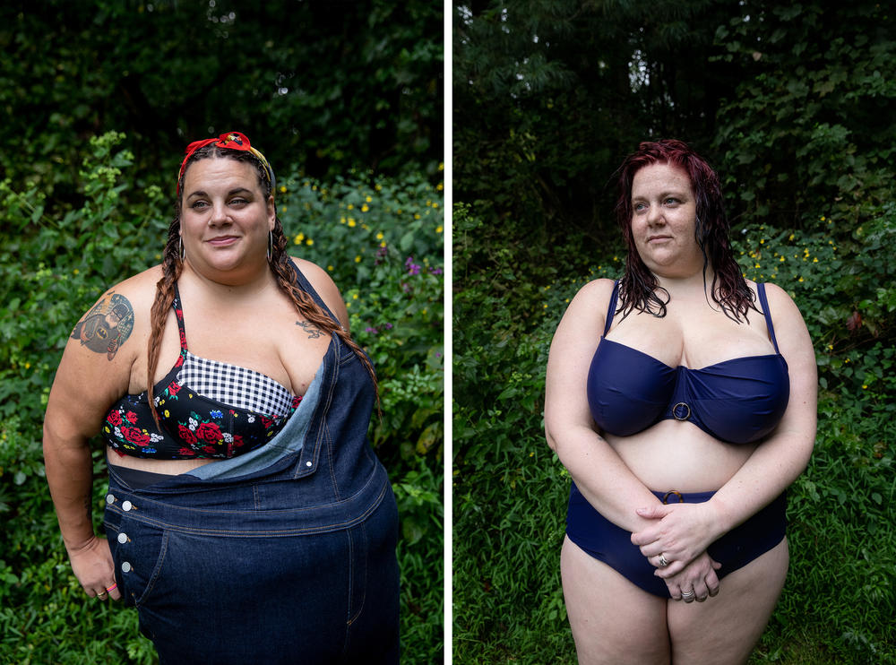 Poet Rachel Wiley and Brooke Sanders pose for photos at Camp Roundup, a body positivity and acceptance camp for women that took place Labor Day weekend in Newark, Ohio.