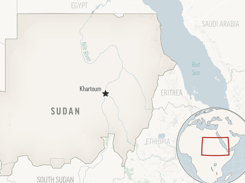 A locator map for Sudan with its capital, Khartoum. (AP Photo)