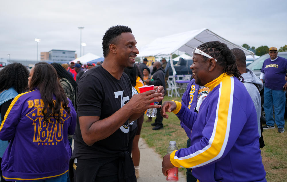 Tigers fans tailgate during Benedict College's homecoming game against the Clark Atlanta University Panthers on Oct. 29, 2022.
