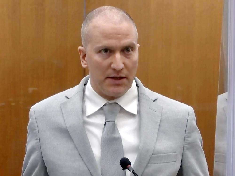 In this image taken from video, former Minneapolis police Officer Derek Chauvin addresses the court at the Hennepin County Courthouse in Minneapolis in 2021. An attorney for Chauvin asked an appeals court on Wednesday to throw out his convictions in the murder of George Floyd, arguing that numerous legal and procedural errors deprived him of his right to a fair trial.