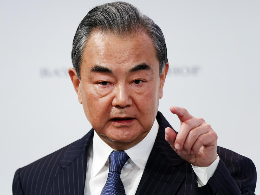 Chinese foreign affairs Minister Wang Yi speaks during the Munich Security Conference earlier this month.