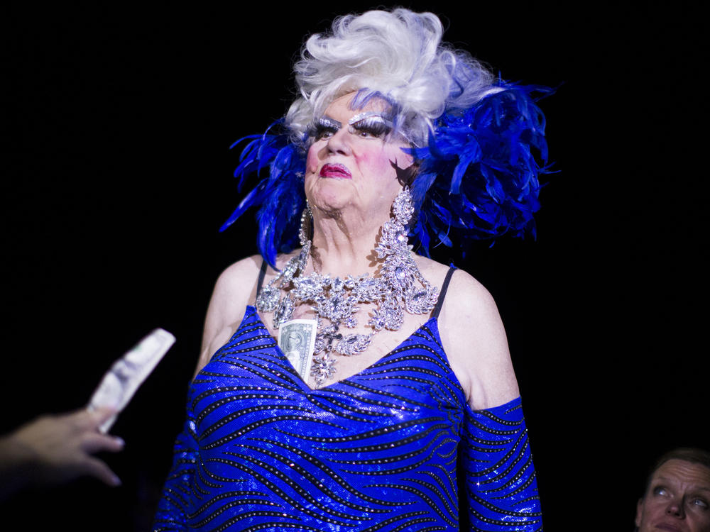 Walter Cole, better known as the iconic drag queen who performed for decades as Darcelle, performs in Portland, Ore., in this September 2019 photo.