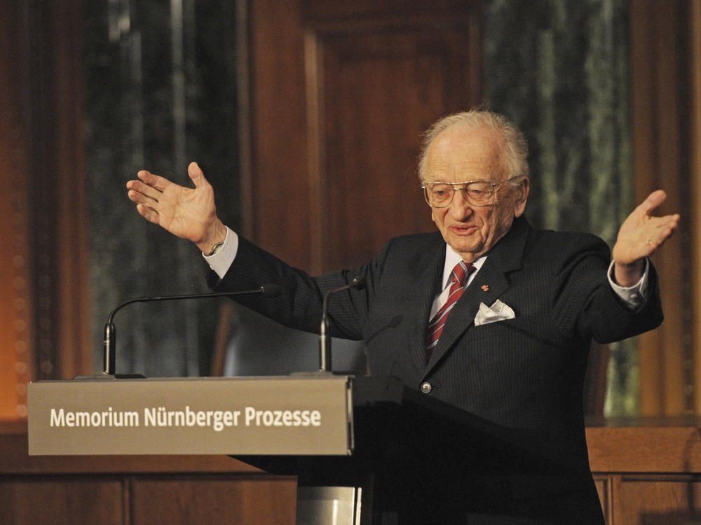 Benjamin Ferencz, Romanian-born American lawyer and chief prosecutor of the Nuremberg war crimes trials, speaks during an opening ceremony for the exhibition commemorating the Nuremberg war crimes trials in Nuremberg, Germany, on Nov. 21, 2010.