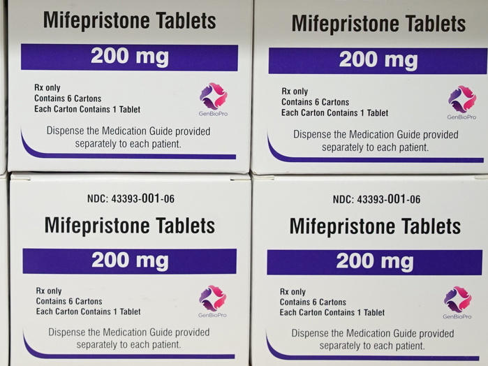 Boxes of the drug mifepristone a shelf at the West Alabama Women's Center in Tuscaloosa, AL.