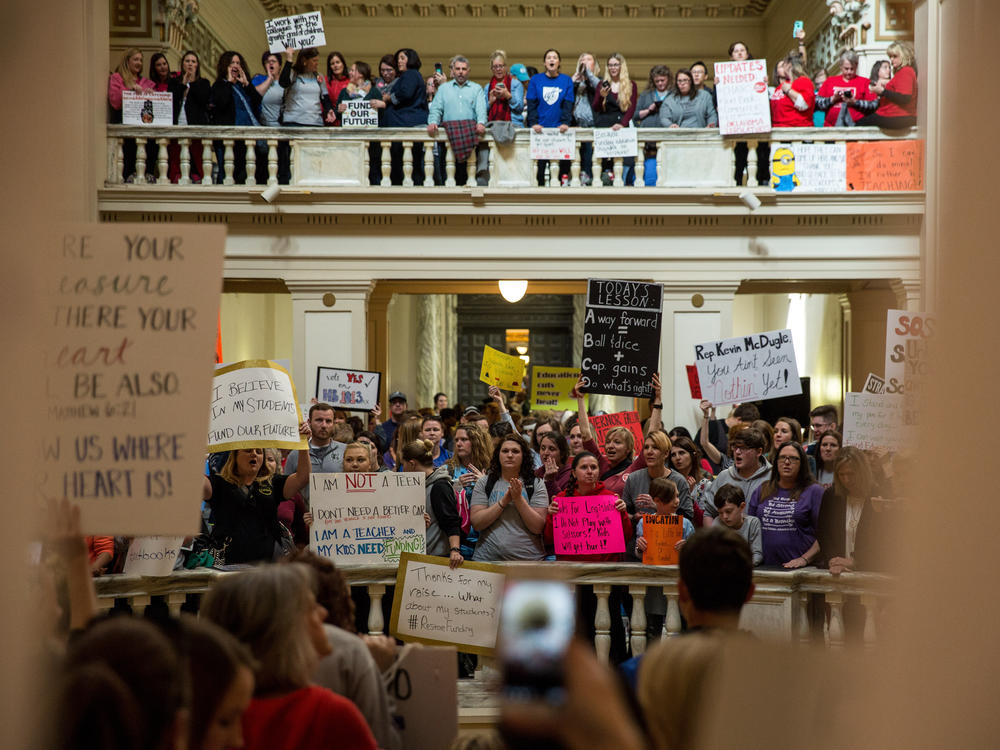 In early April 2018, Oklahoma teachers descended on the Republican-controlled statehouse to make their case for more school funding and better pay.