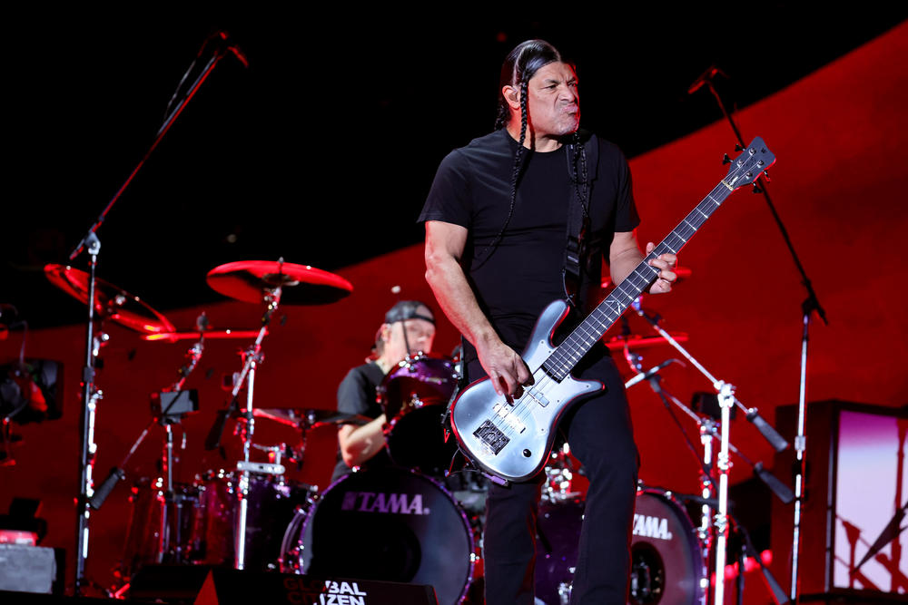 Robert Trujillo and Lars Ulrich of Metallica perform during Global Citizen Festival 2022. Their new album, <em>72 Seasons</em>, is out now.