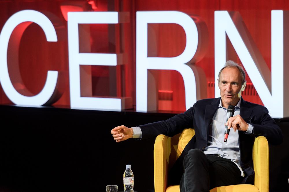 Tim Berners-Lee takes part in an event marking 30 years since his proposal for the World Wide Web at CERN near Geneva in 2019.
