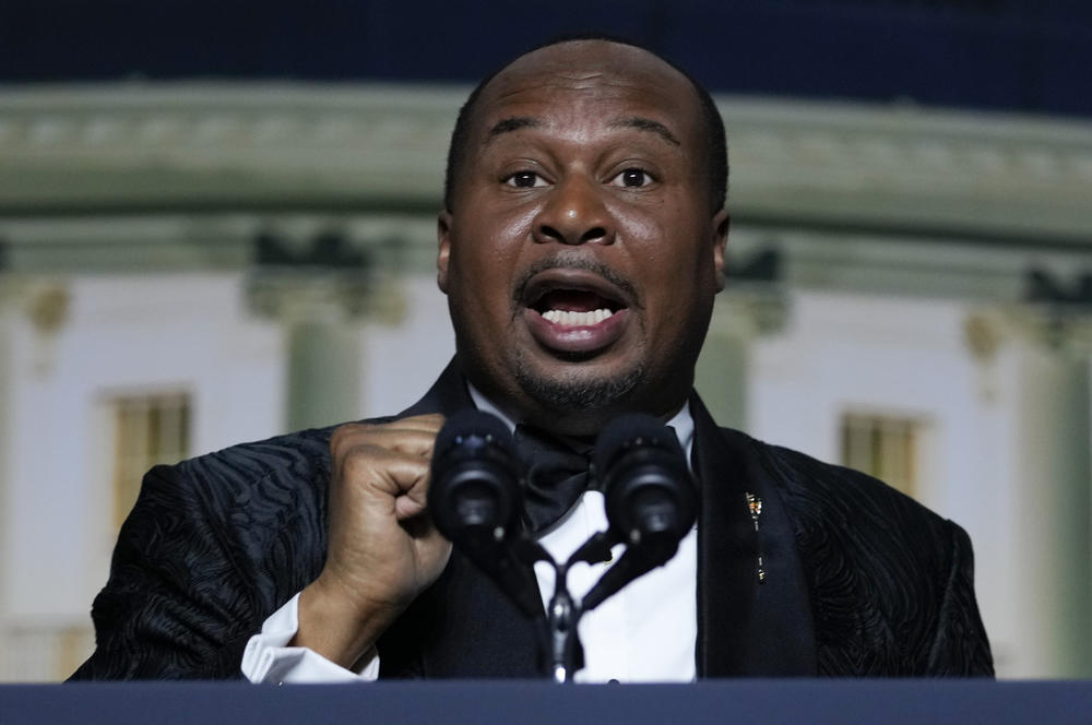 Comedian Roy Wood Jr., takes his turn at the dais as the headliner at the Washington, D.C., event.