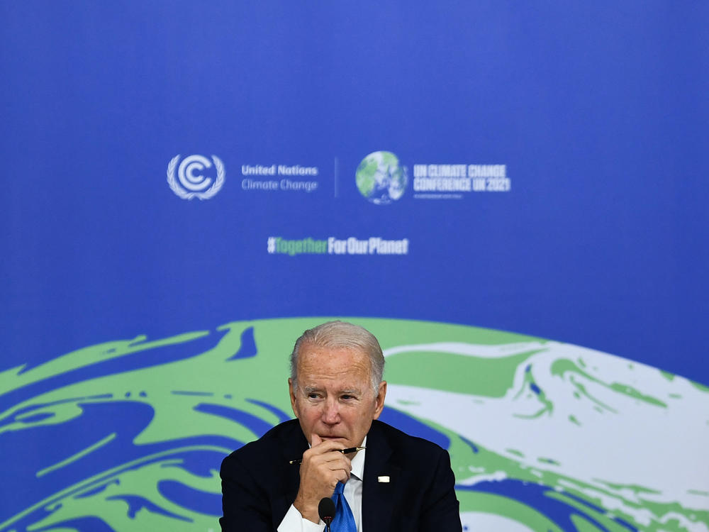 President Biden at the United Nations' annual climate negotiations in Glasgow, Scotland, in 2021. The U.S. and other countries pledged that year to stop funding overseas fossil-fuel projects that freely emit greenhouse gas pollution.