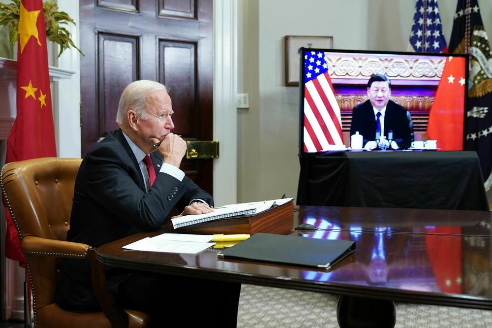 President Joe Biden meets with China's President Xi Jinping during a virtual summit in November 2021.