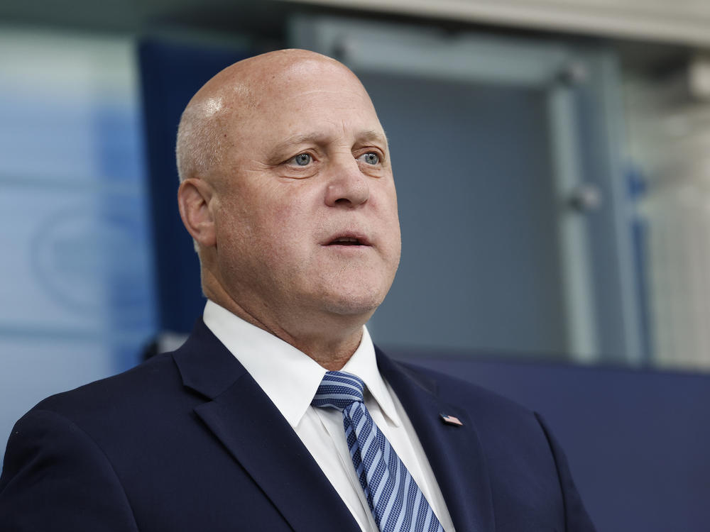 Mitch Landrieu, speaking at the White House in May, is President Biden's point man on infrastructure.