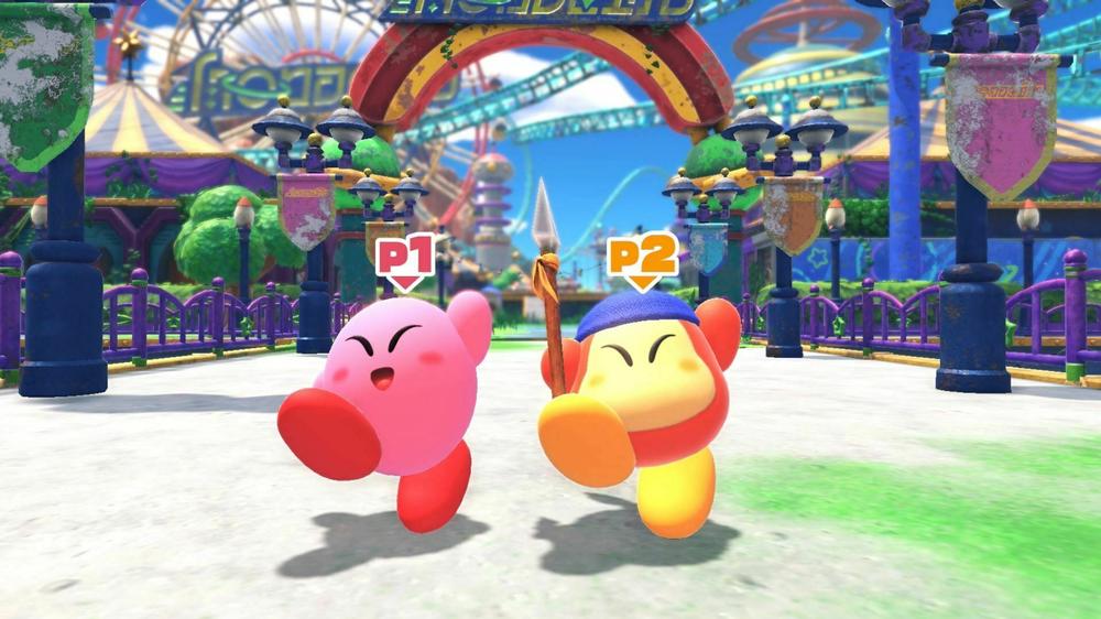 Play solo or with a buddy in Kirby and the Forgotten Land, a perfect game for kids and beginners.