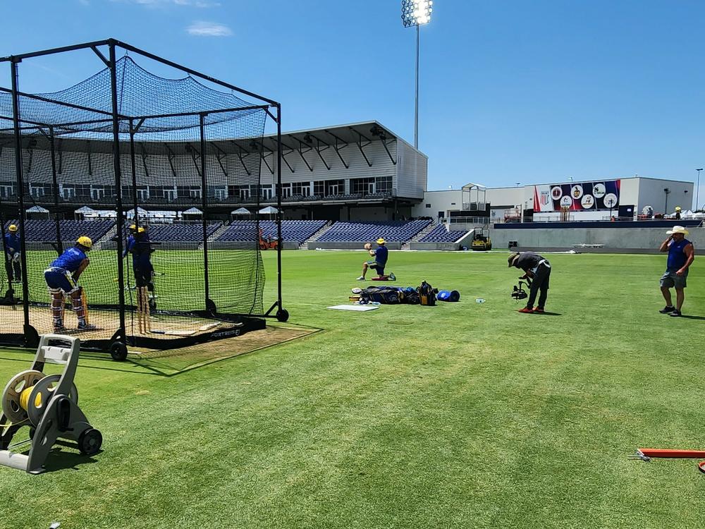 The Texas Super Kings squad holds a practice session on July 11.