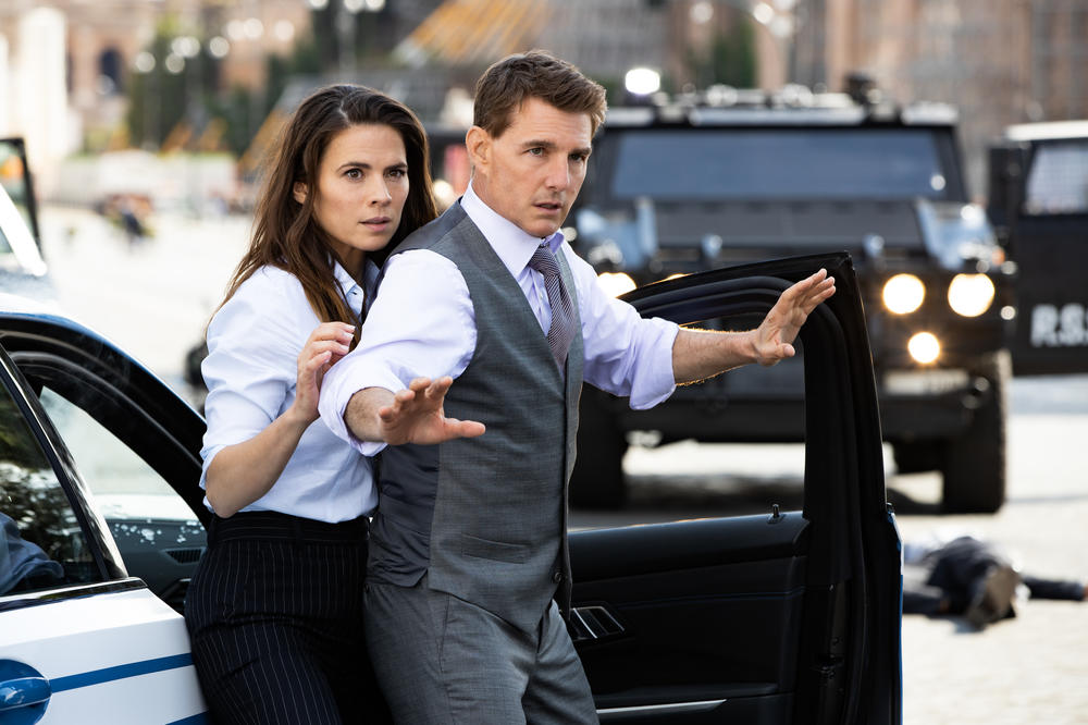 Hayley Atwell and Tom Cruise in <em>Mission: Impossible - Dead Reckoning Part One</em>.