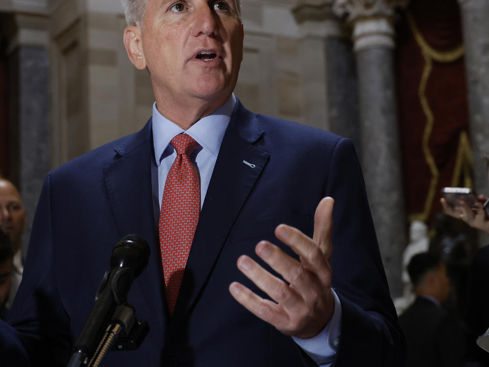 House Speaker Kevin McCarthy speaks to members of the media at the U.S. Capitol in Washington, D.C., on May 24, 2023.
