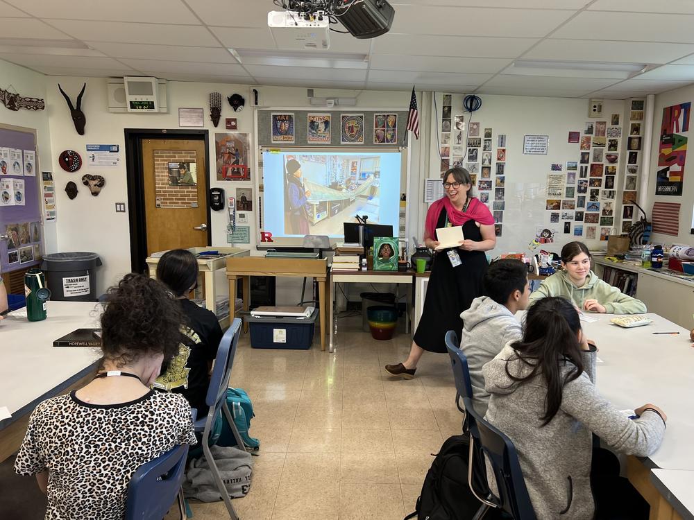 Veteran art teacher Carolyn McGrath incorporates climate change into her art classes at Hopewell Valley Central High School in Pennington, N.J. by encouraging her students to think of art as a tool.