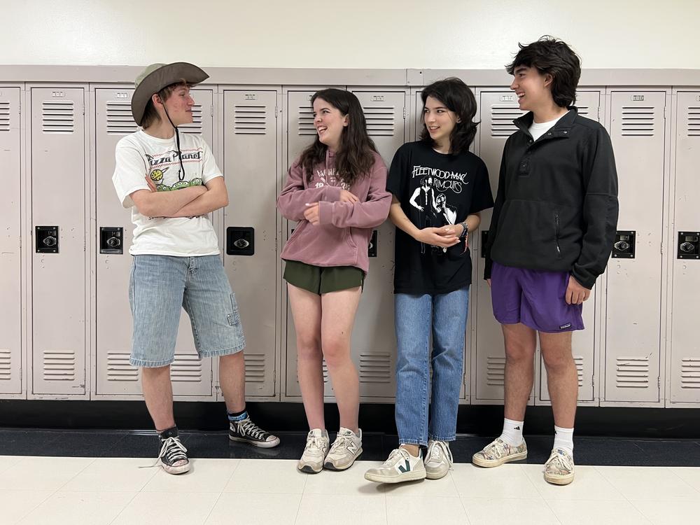 Left to right: Iris Lautermilch, Tabitha Webster, Lucy Webster and Benjamin Pollara are members of the Youth Environmental Society at Hopewell Valley Central High School in Pennington, N.J. The group wants to see climate change taught in every class at their school.