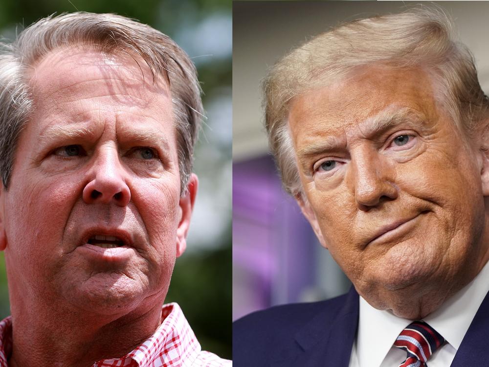 Georgia Gov. Brian Kemp (left) has swatted aside Donald Trump's claims that the 2020 election results in Georgia were stolen from him.