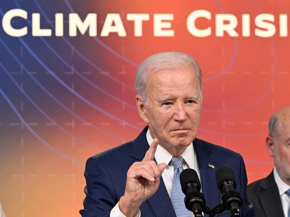 President Biden, seen here at a briefing on extreme heat conditions on July 27, wants communities to do more to formally plan for extremely hot summers.