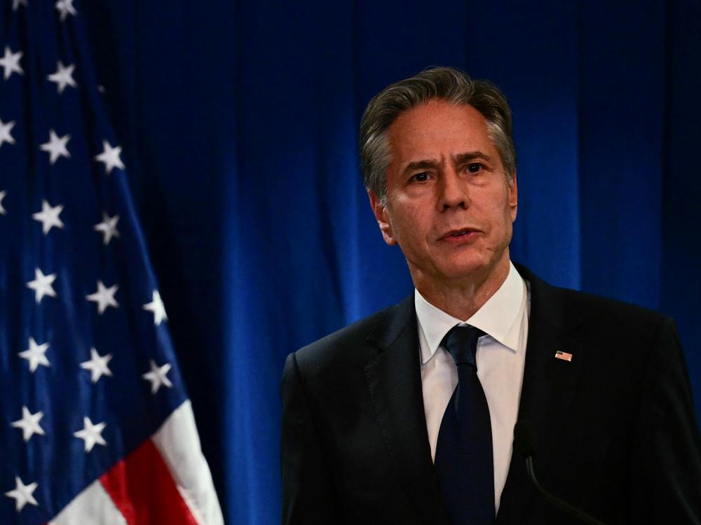 U.S. Secretary of State Antony Blinken speaks during a press conference at the Beijing American Center of the US Embassy in Beijing on June 19.