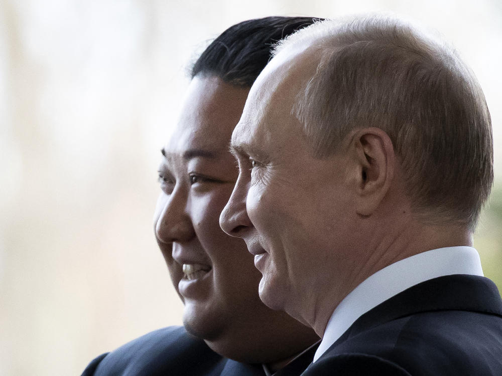 Russian President Vladimir Putin welcomes North Korean leader Kim Jong Un prior to their talks in Vladivostok on April 25, 2019. The two leaders are due to meet again in Vladivostok this week.