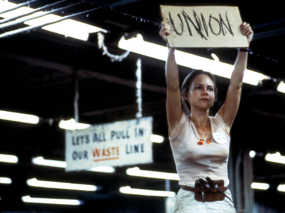 Sally Field plays a cotton mill worker in the 1979 drama <em>Norma Rae.</em>