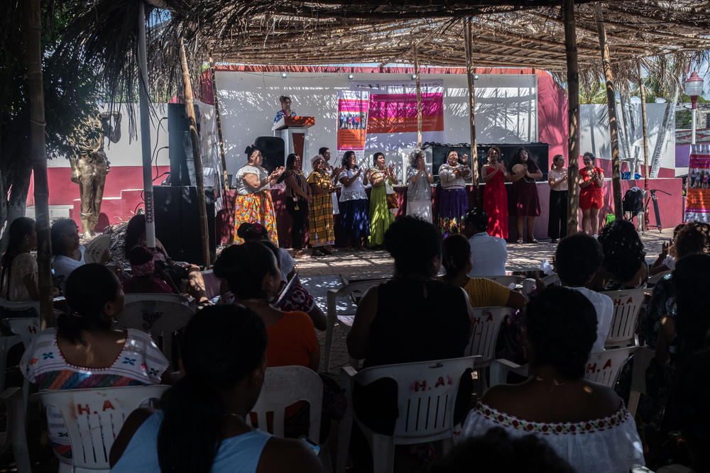 Inauguration of the seventh national and international meeting of Afro-Mexican and Afro-descendant women at the Fisherman's Plaza on July 22.