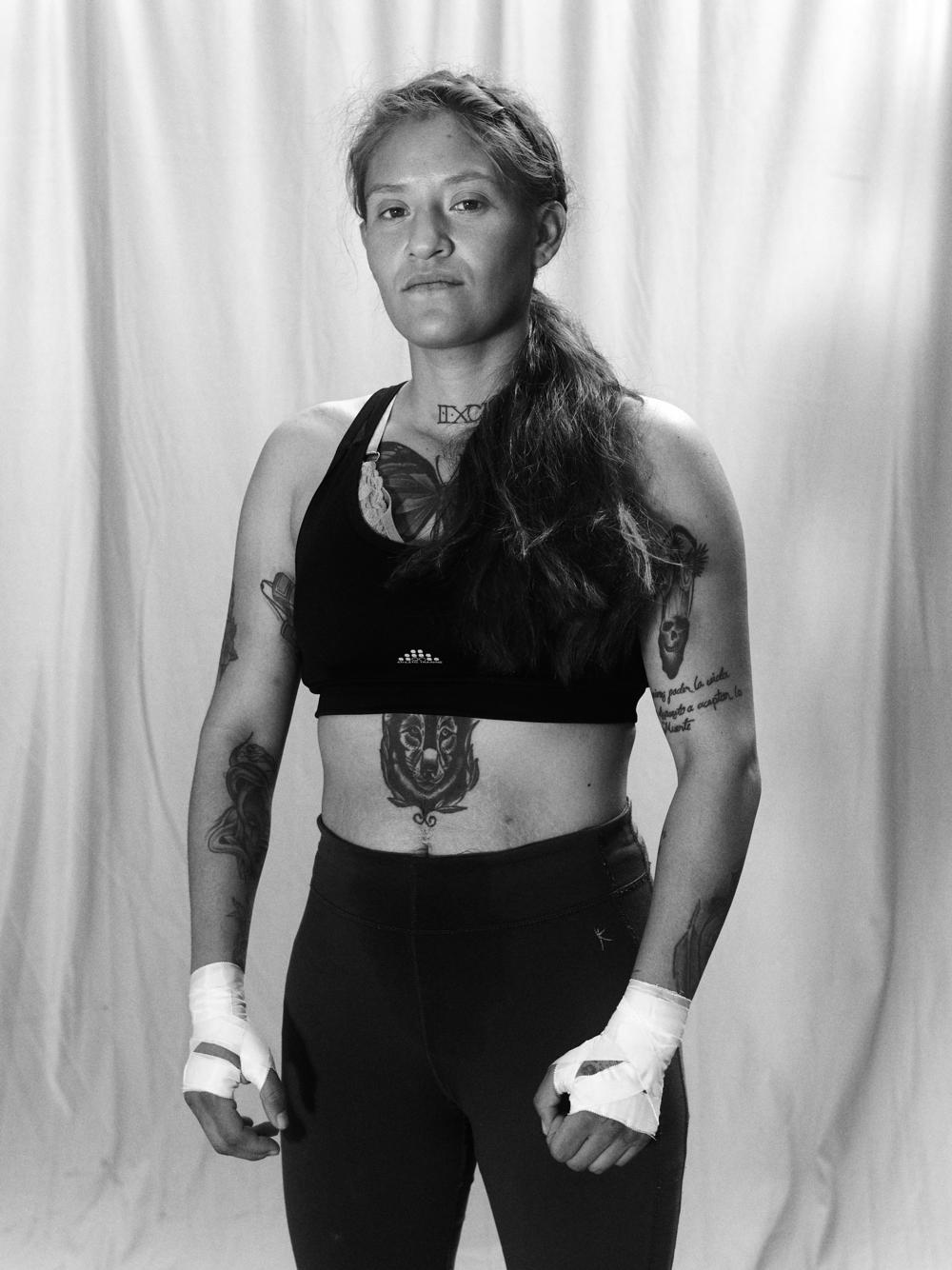World Boxing Council female super flyweight Lupita Martinez. Gym Los Recios La Merced, Ciudad de México