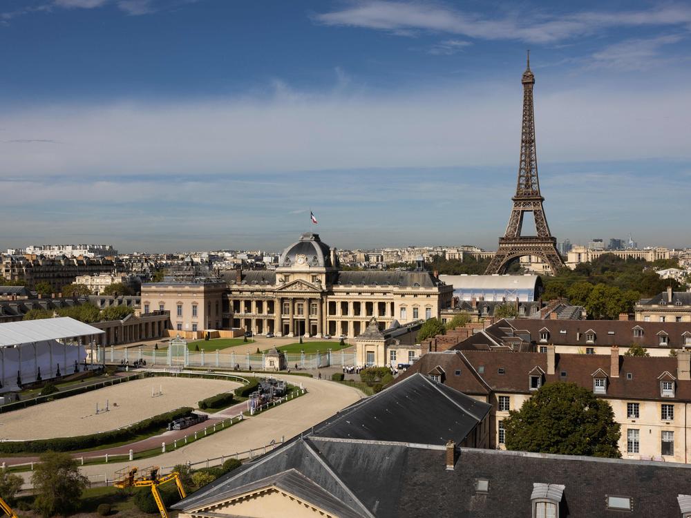 A photo shows a general view of the Ecole Militaire and the Eiffel Tower in Paris, on Sept. 26.