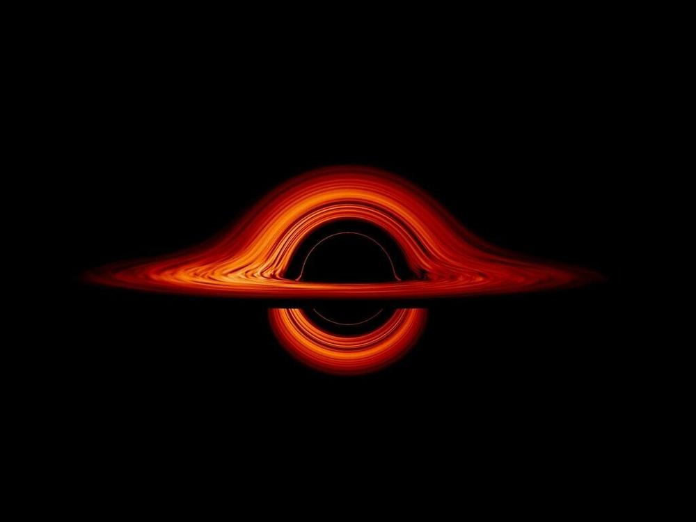 A visualization of the accretion disk around a black hole.