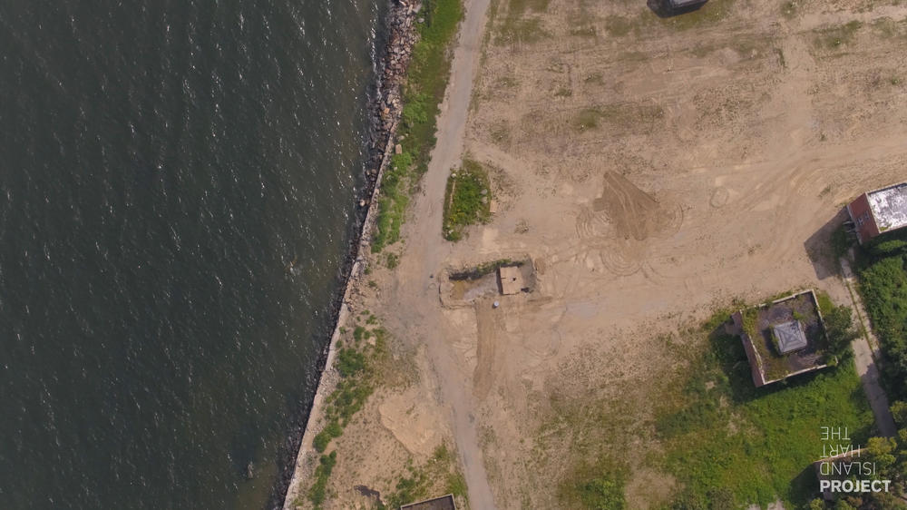 A mass grave can be seen on Hart Island in August 2017.