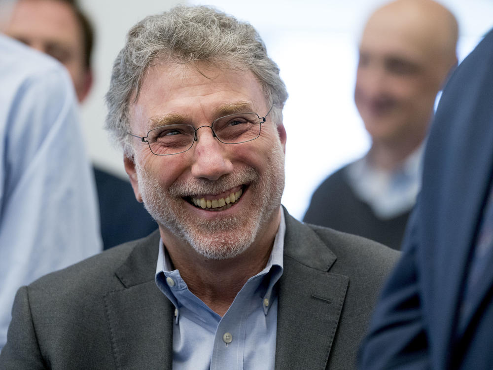 Executive editor Marty Baron smiles as <em>The Washington Post</em> wins two Pulitzer Prizes, April 16, 2018.