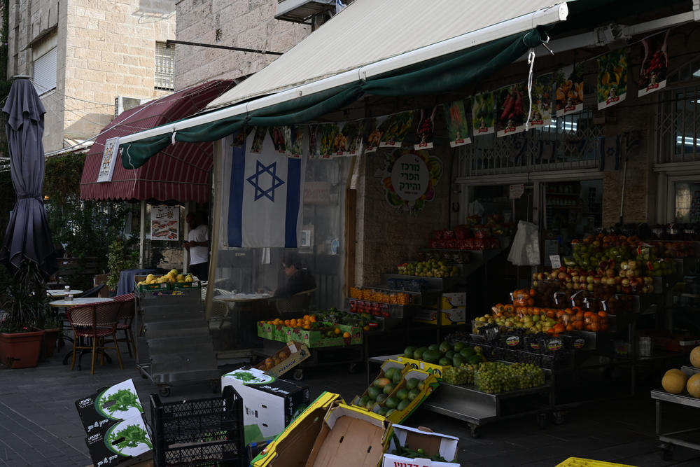 A market in West Jerusalem, near the shiva for Noy's brother.