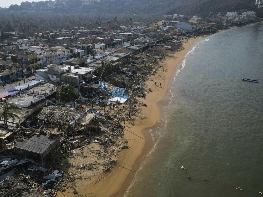 <strong>Oct. 27:</strong> Aerial view of damages caused by the passage of Hurricane Otis in Puerto Marques, Guerrero State, Mexico.
