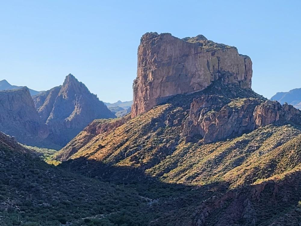 Views from high rocks in the Superstition Wilderness are epic.  Often the scenes are like something dreamed up by a 19th century painter of the Old West.