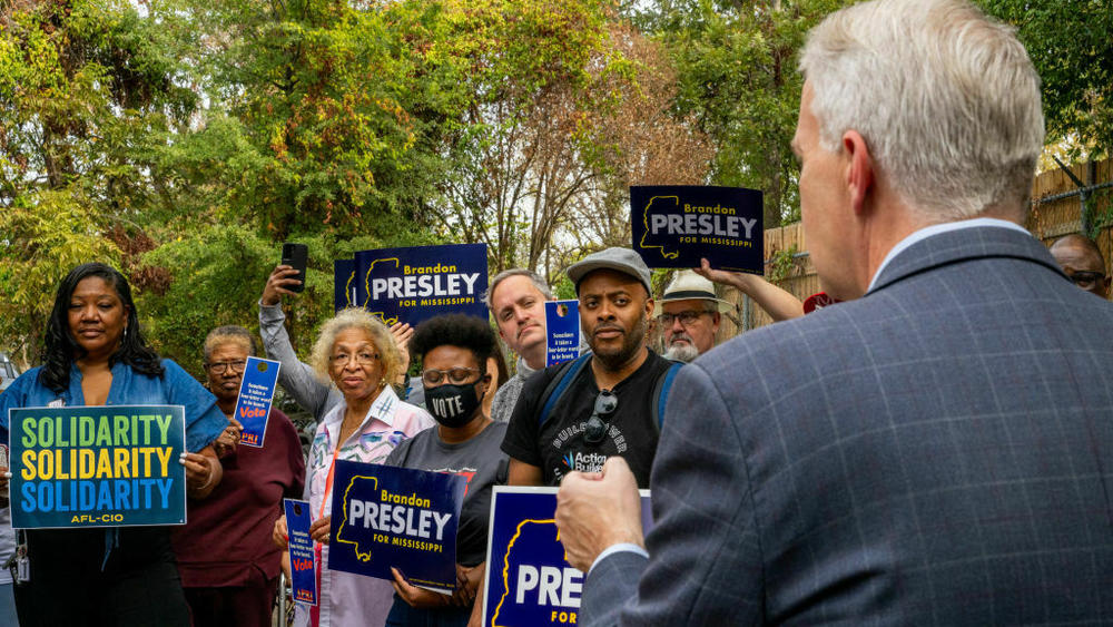 Presley speaks to supporters during a campaign stop in early November in Jackson.