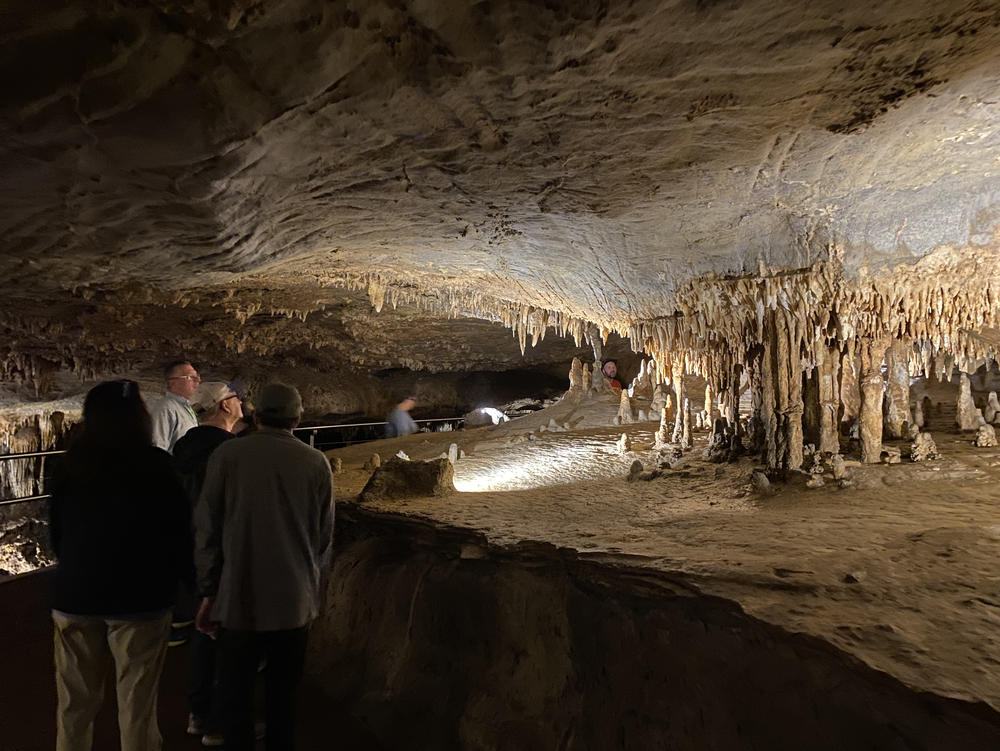 Visitors make their way through Luray Caverns.