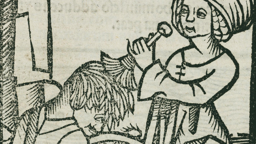 A 1497 woodcut printed in Strasburg, Germany, shows a man being de-loused.