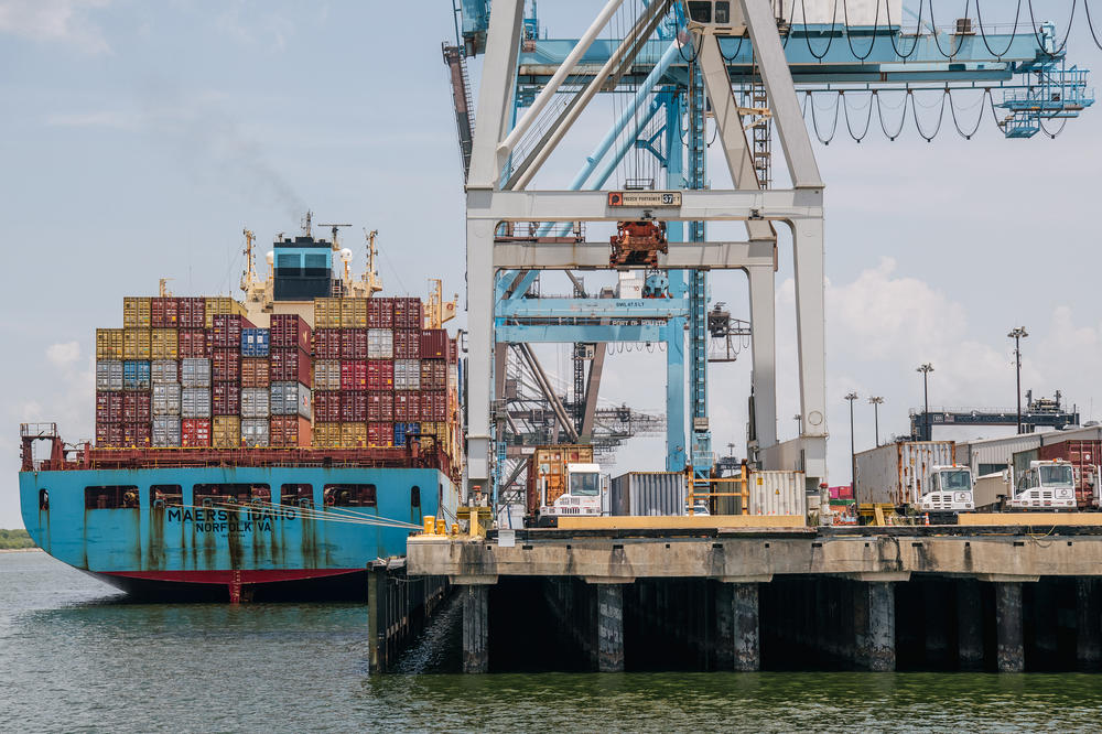 The Maersk Idaho container ship is shown at the Port of Houston Authority in 2021.