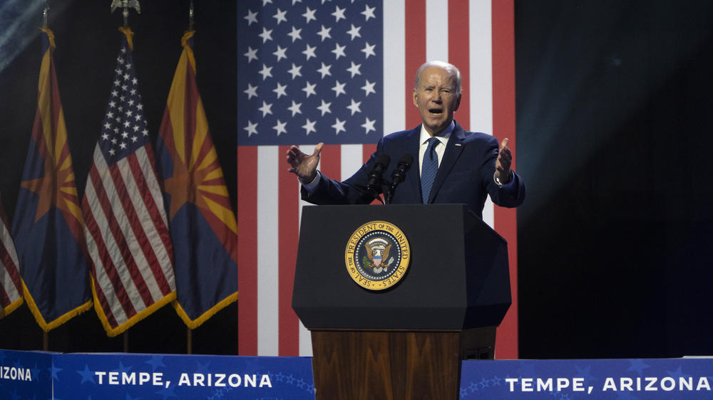 President Biden, at a speech in Tempe, Ariz., made some of his most pointed attacks against former President Trump, and said he and extremist Republicans were a threat to democracy.