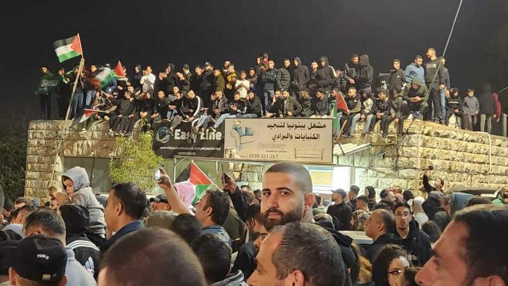Palestinians on the streets of Ramallah in the Israeli-occupied West Bank celebrate the release of 39 Palestinian prisoners from Israeli jails on Friday.