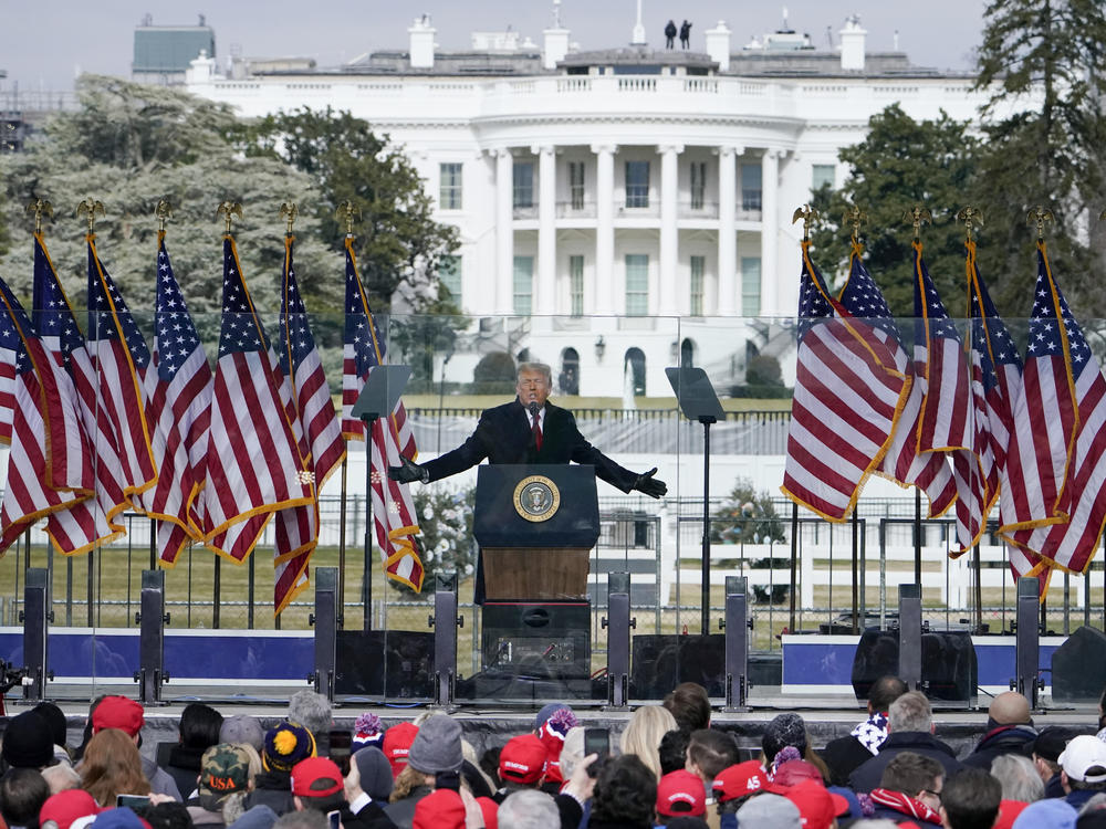 Then-President Donald Trump speaks at a rally on the Ellipse in Washington, D.C., on Jan. 6, 2021.