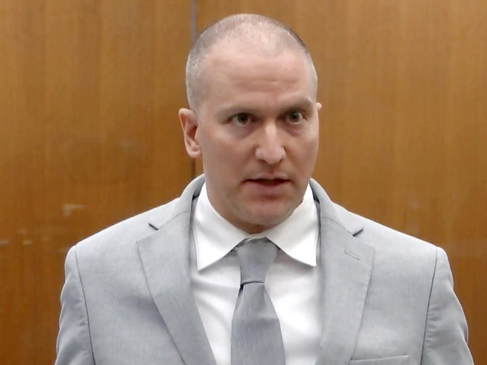 In this image taken from video, former Minneapolis police Officer Derek Chauvin addresses the court at the Hennepin County Courthouse, June 25, 2021, in Minneapolis.